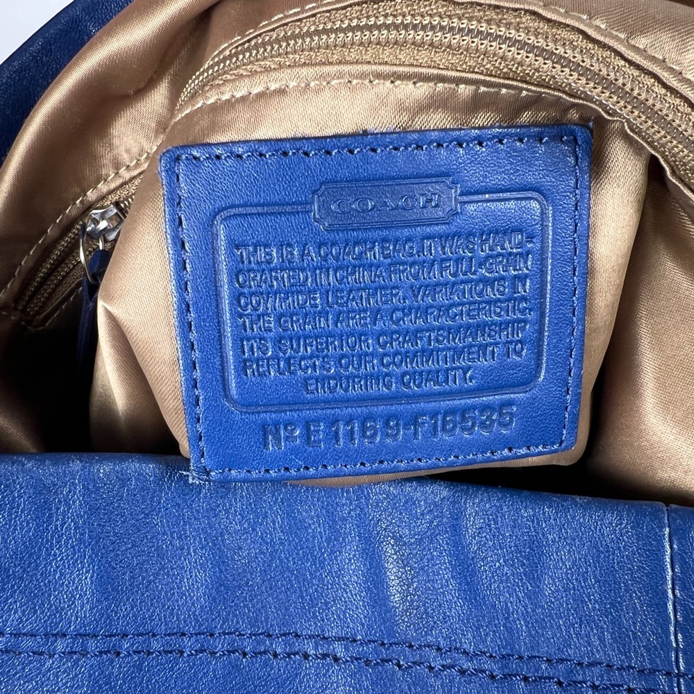 COACH Penelope Cobalt Blue Embossed Snake Hobo Bag, F16535 - Picture 7 of 14